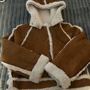 We The Free Vegan Leather Jacket with Cream Shearling